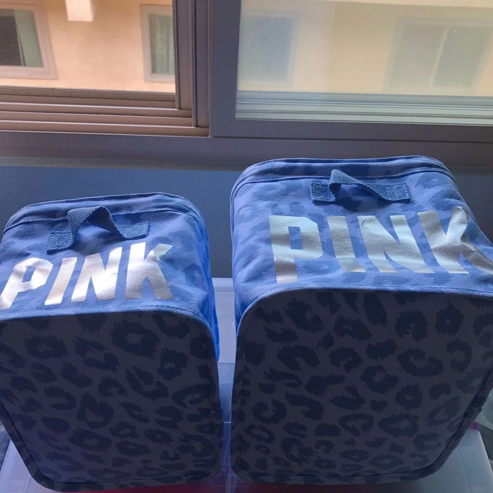 Victoria’s Secret VS PINK Blue Cheetah Print Silver Rare Display Storage Bins